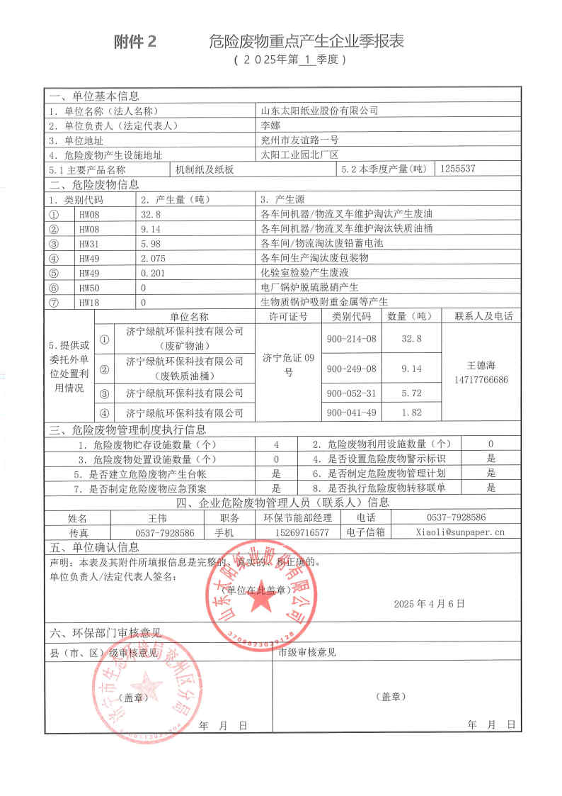 2025年ms88官网纸业危险废料第一季度报表.jpg